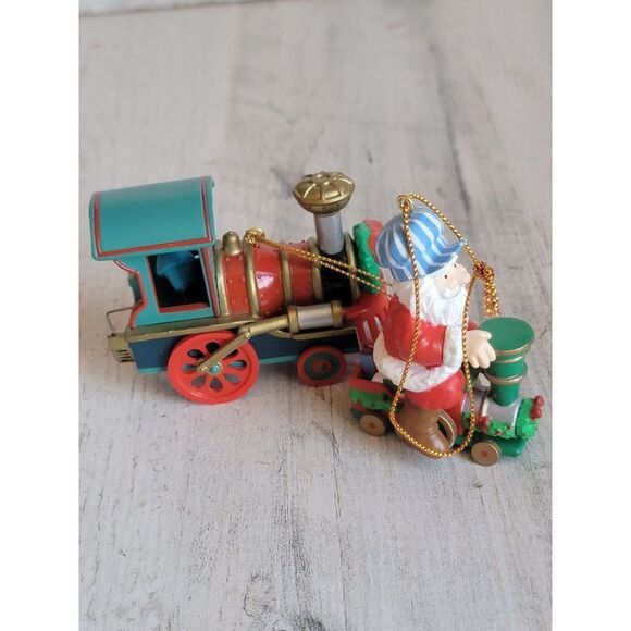 Vintage 1991 Santa Claus train elf AS IS ornament set Xmas - Picture 5 of 6